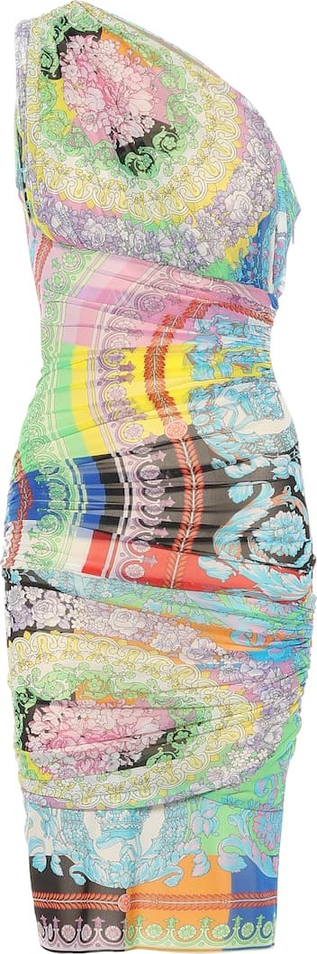 Versace Printed stretch mesh midi dress
