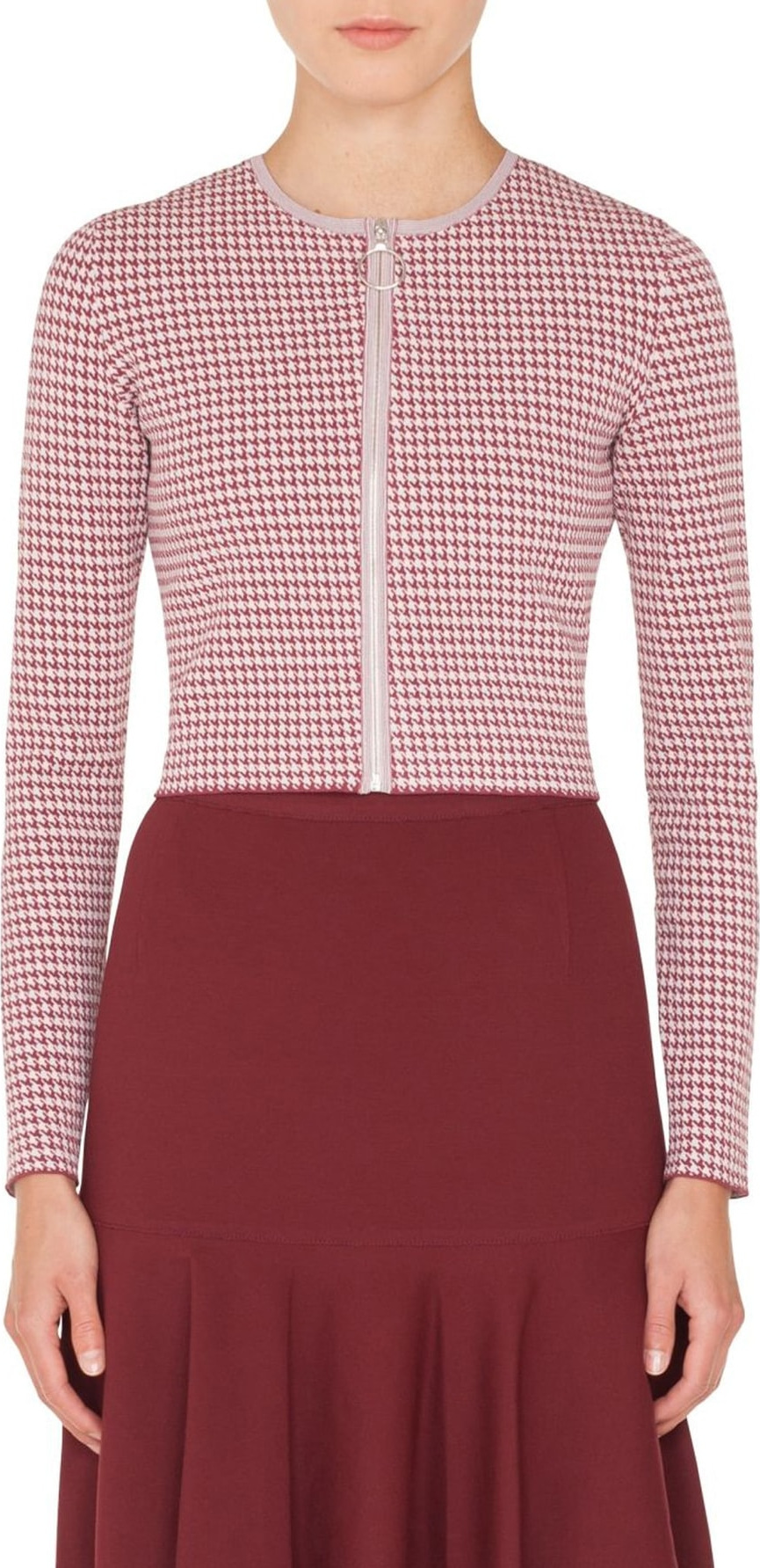Akris Punto Houndstooth Bolero Zip Cardigan