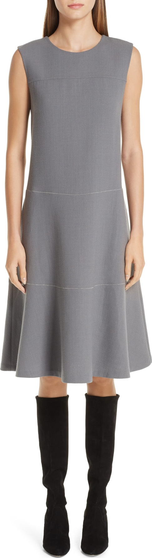 Lafayette 148 New York Colby Chain Trim Fit & Flare Dress