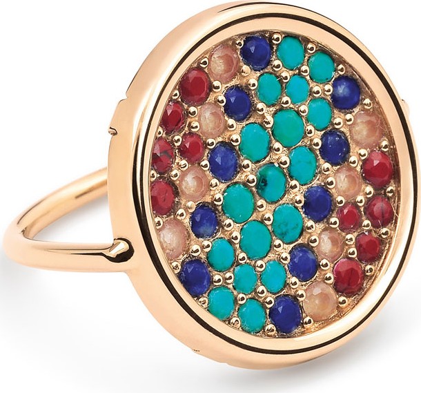 GINETTE NY 18k Rose Gold Multi-Stone Ring, Size 7