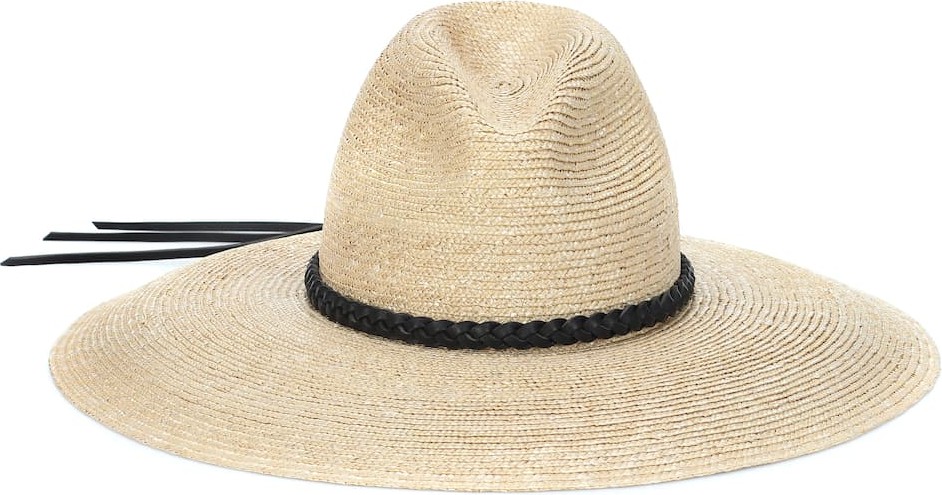 Saint Laurent Straw leather-trimmed hat