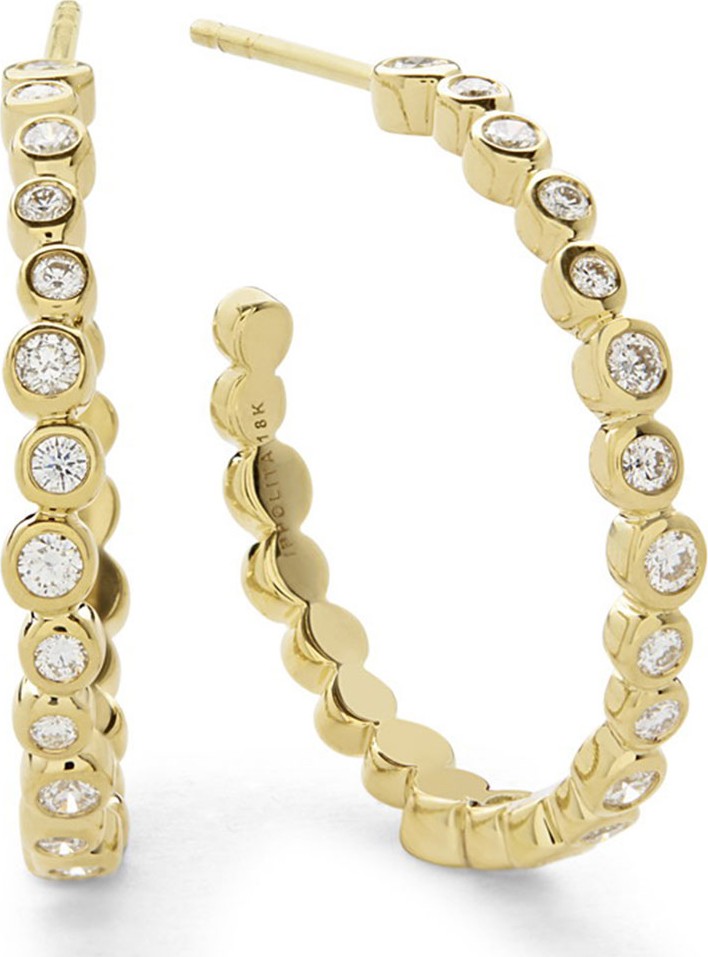 IPPOLITA Stardust Medium Hoop Earrings in 18K Gold with Diamonds