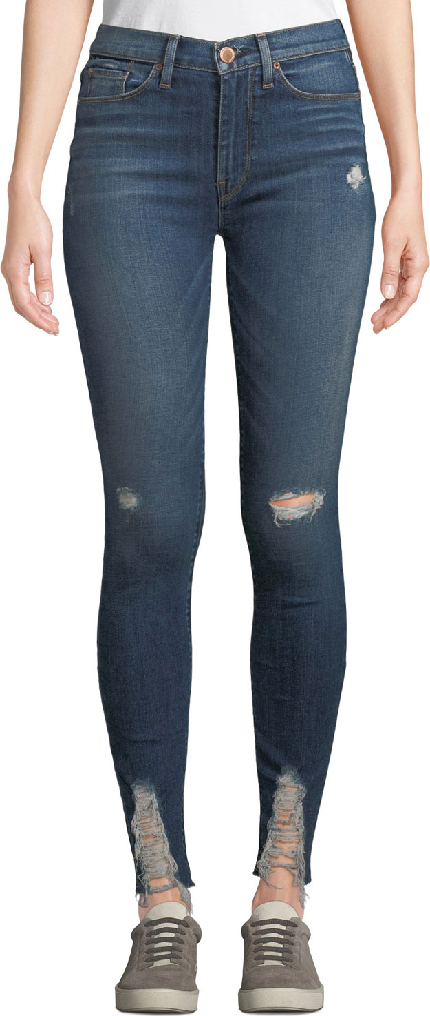 Hudson Barbara High-Waist Super Skinny Destroyed Ankle Jeans