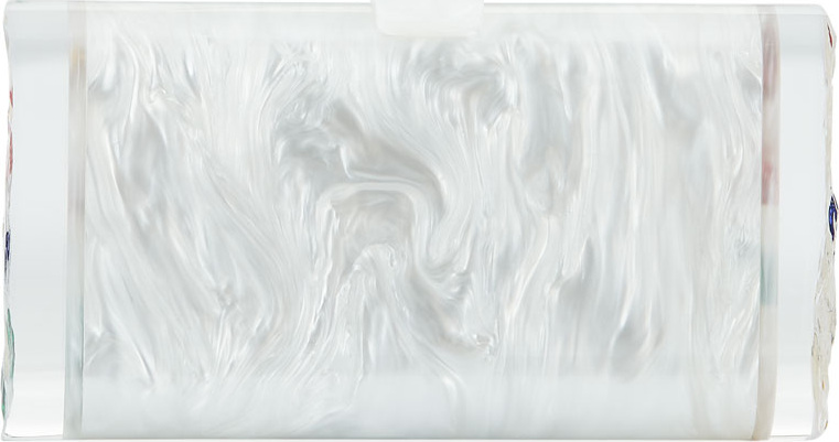 Edie Parker Lara Backlit Confetti Rainbow Hearts Clutch Bag