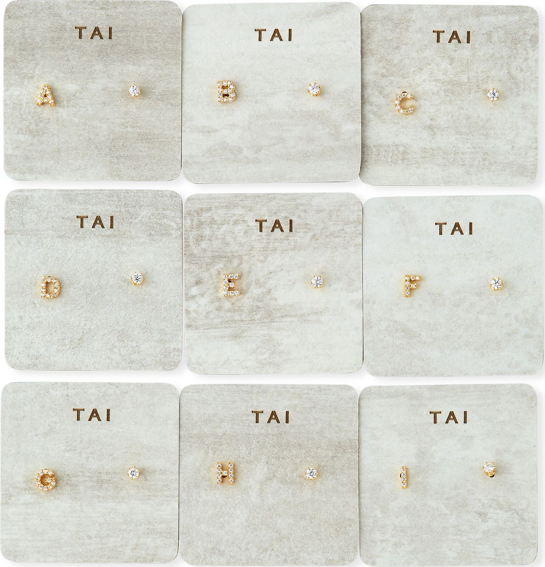 Tai Cubic Zirconia Initial Stud Earrings