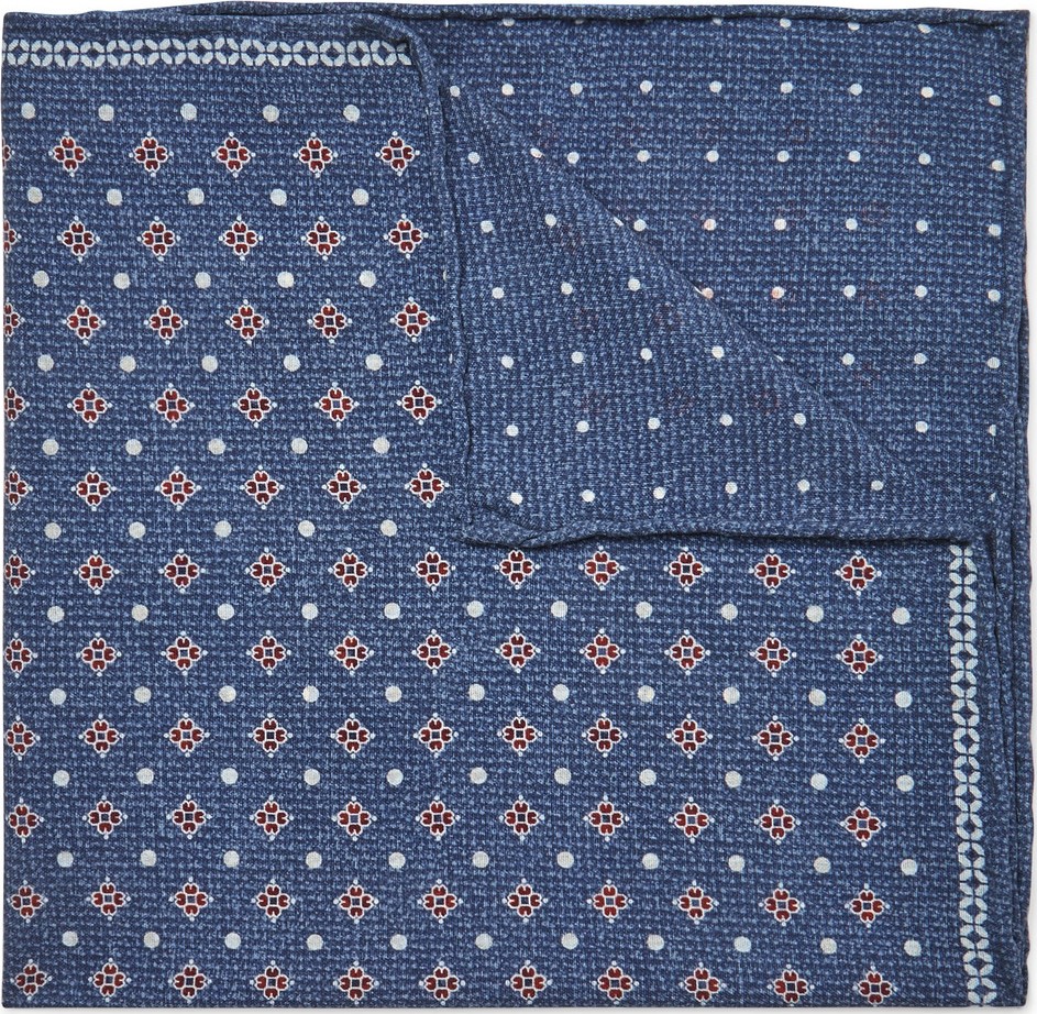 Brunello Cucinelli Reversible Printed Silk Pocket Square Brunello Cucinelli Reversible Printed Silk Pocket Square