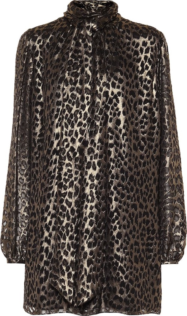 Saint Laurent Leopard-brocade minidress