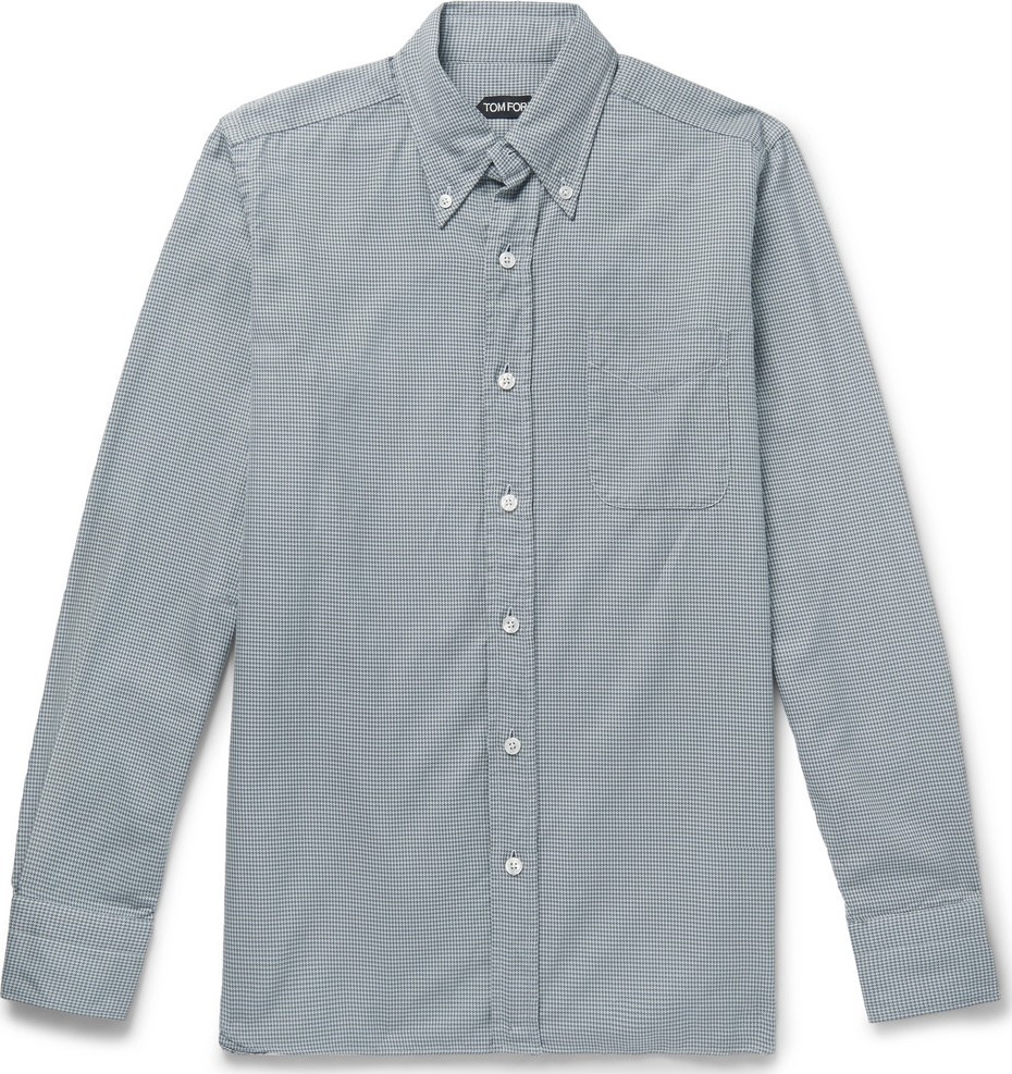 TOM FORD Slim-Fit Button-Down Collar Puppytooth Cotton Shirt