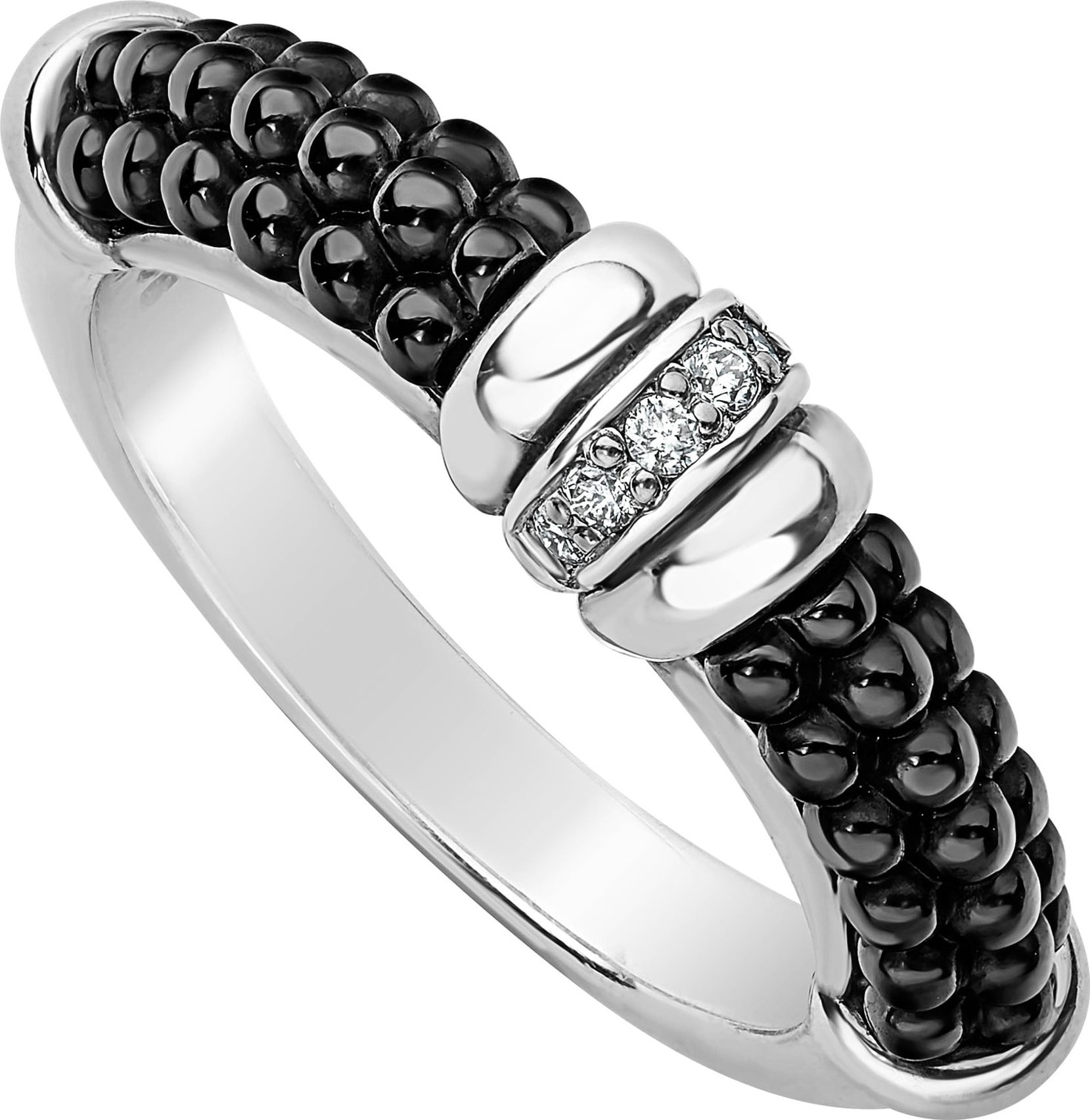 LAGOS Black Caviar Diamond Stack Ring