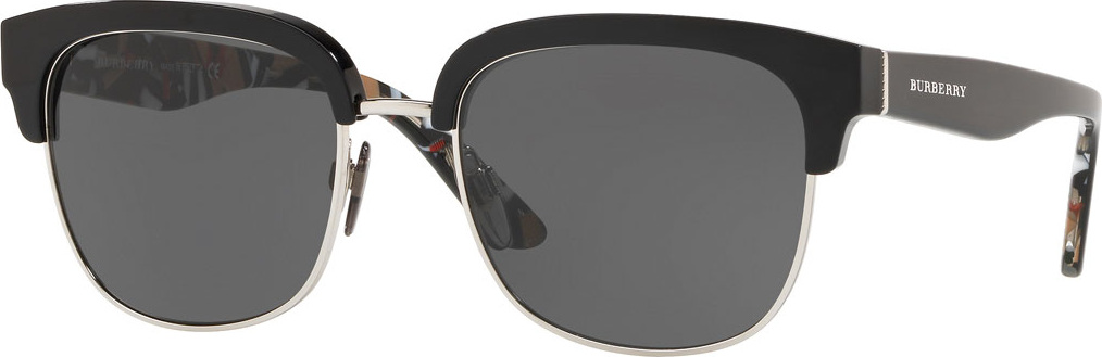 Burberry London England Half-Rim Square Monochromatic Sunglasses