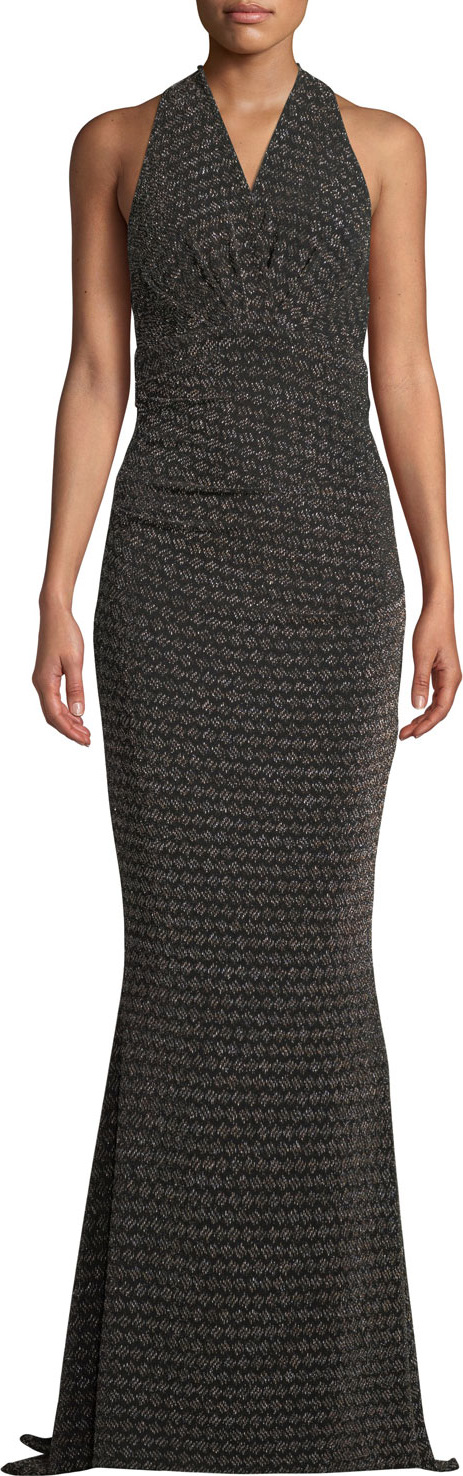 Talbot Runhof Sleeveless Glitter-Jersey Mermaid Evening Gown