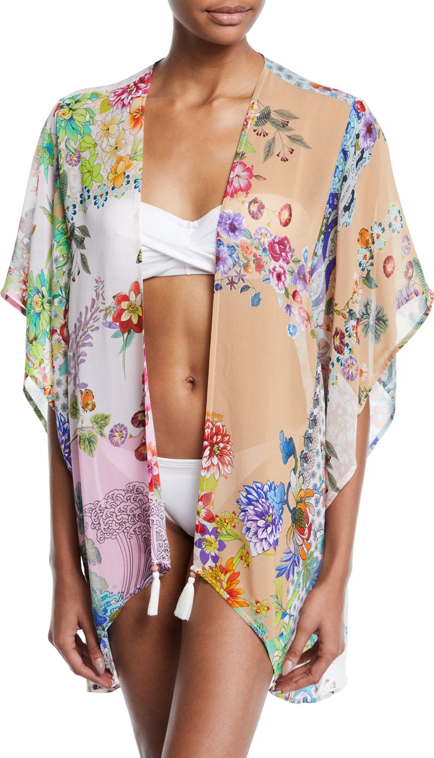 Johnny Was Ember Floral Short Coverup Kimono Coverup, Plus Size