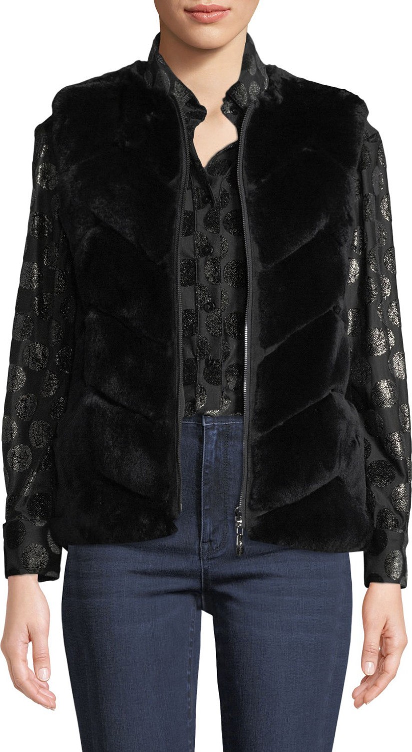 Belle Fare Reversible Rabbit Fur Chevron Vest