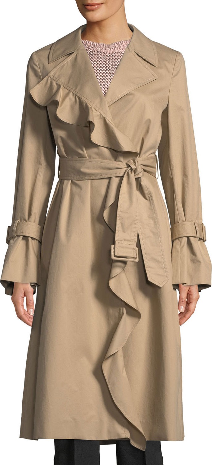 Stella McCartney Ruffle-Trim Cotton Trench Coat