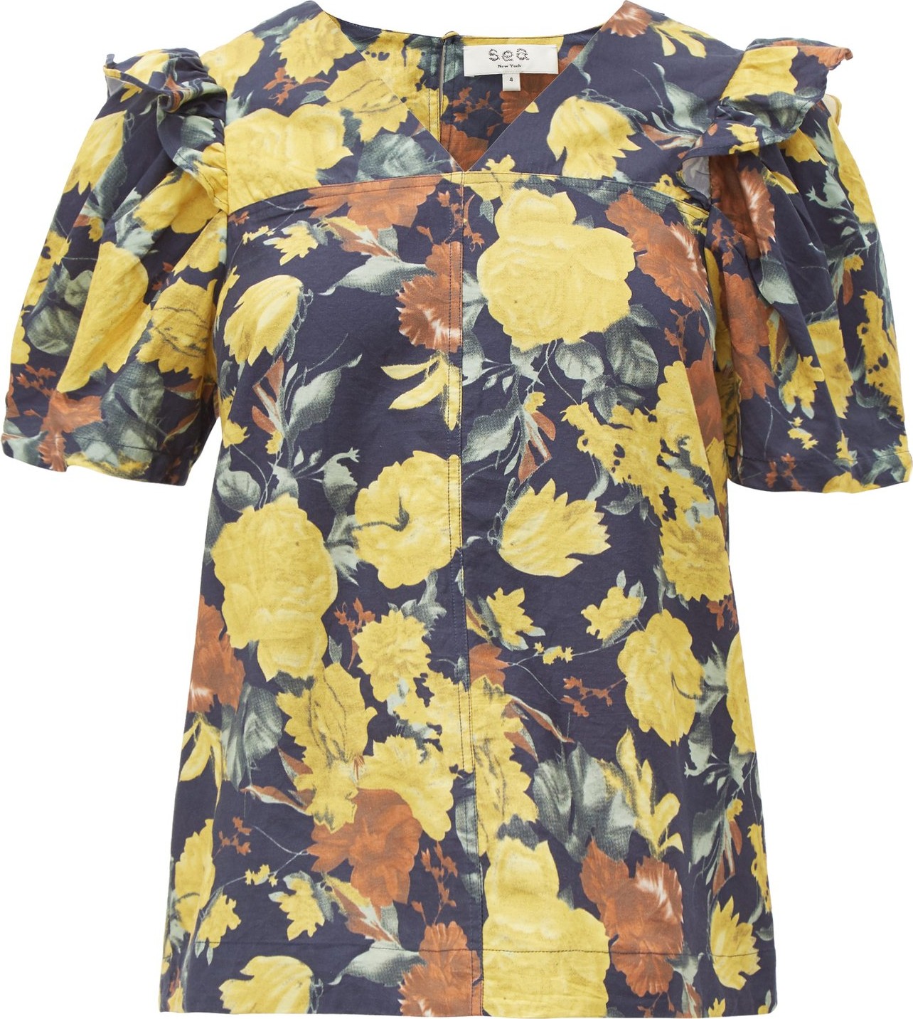SEA Ella floral-print cotton blouse