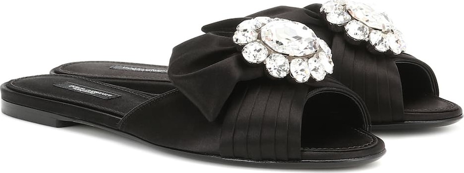 Dolce & Gabbana Embellished satin slides