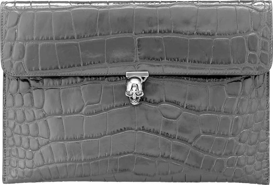 Alexander McQueen Skull croc-effect leather clutch