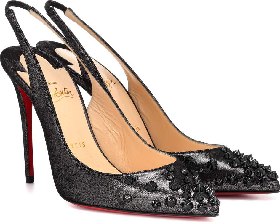Christian Louboutin Drama Sling 100 suede lamé pumps