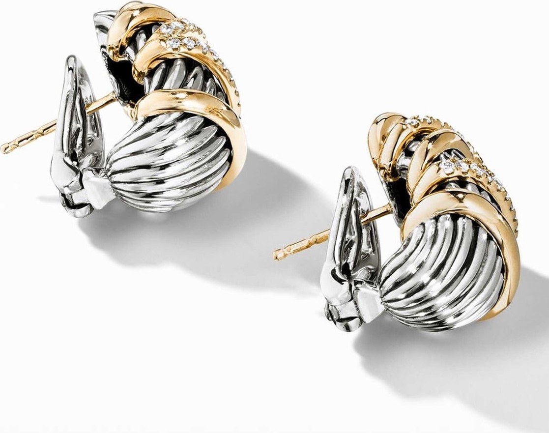 David Yurman Helena Shrimp Earrings with 18K Gold and Diamonds