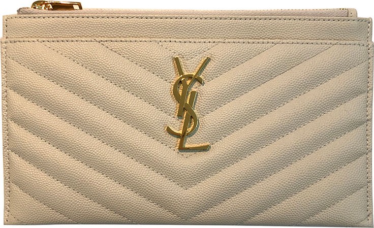 Saint Laurent Monogram YSL Matte Quilted Bill Pouch Wallet