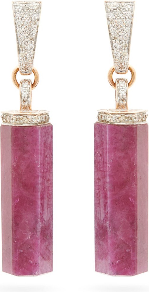 Jade Jagger Ruby, diamond & 18kt gold drop earrings