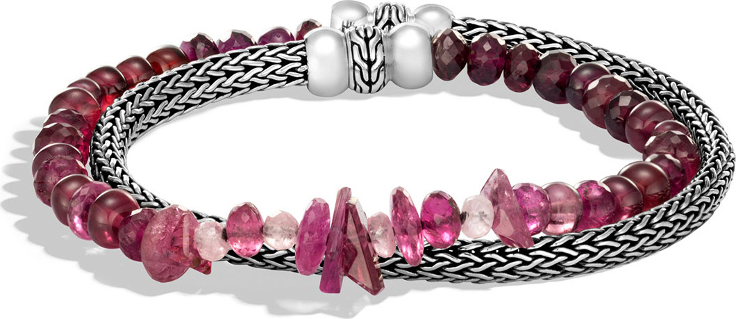 John Hardy Classic Chain Silver Mixed-Stone Wrap Bracelet