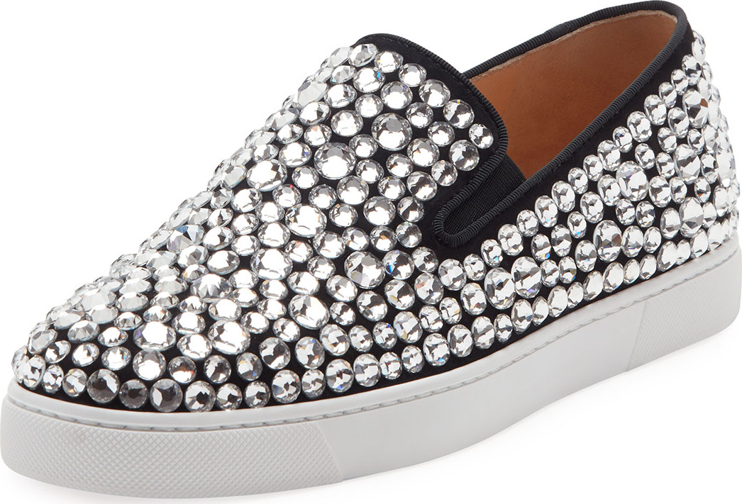 Christian Louboutin Roxxxy Red Sole Flat Skate Sneakers, Black