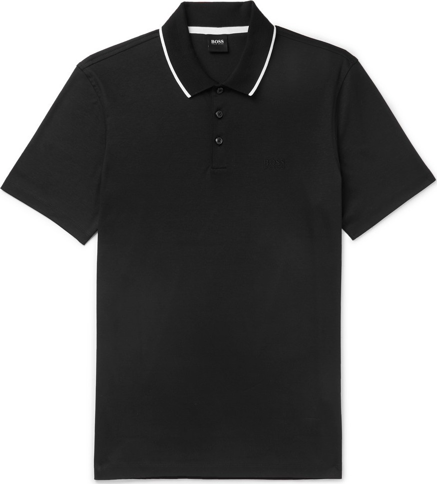 HUGO BOSS Contrast-Tipped Cotton-Jersey Polo Shirt