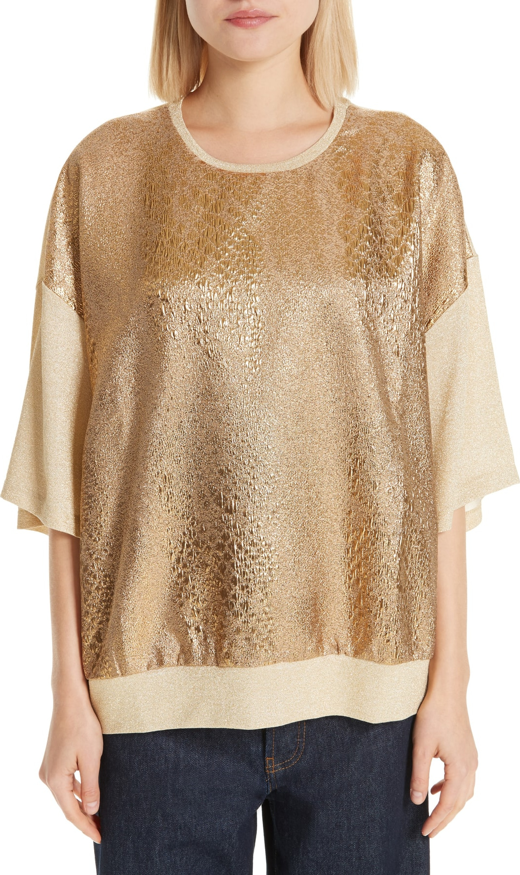 Dries Van Noten Metallic Front Knit Tee