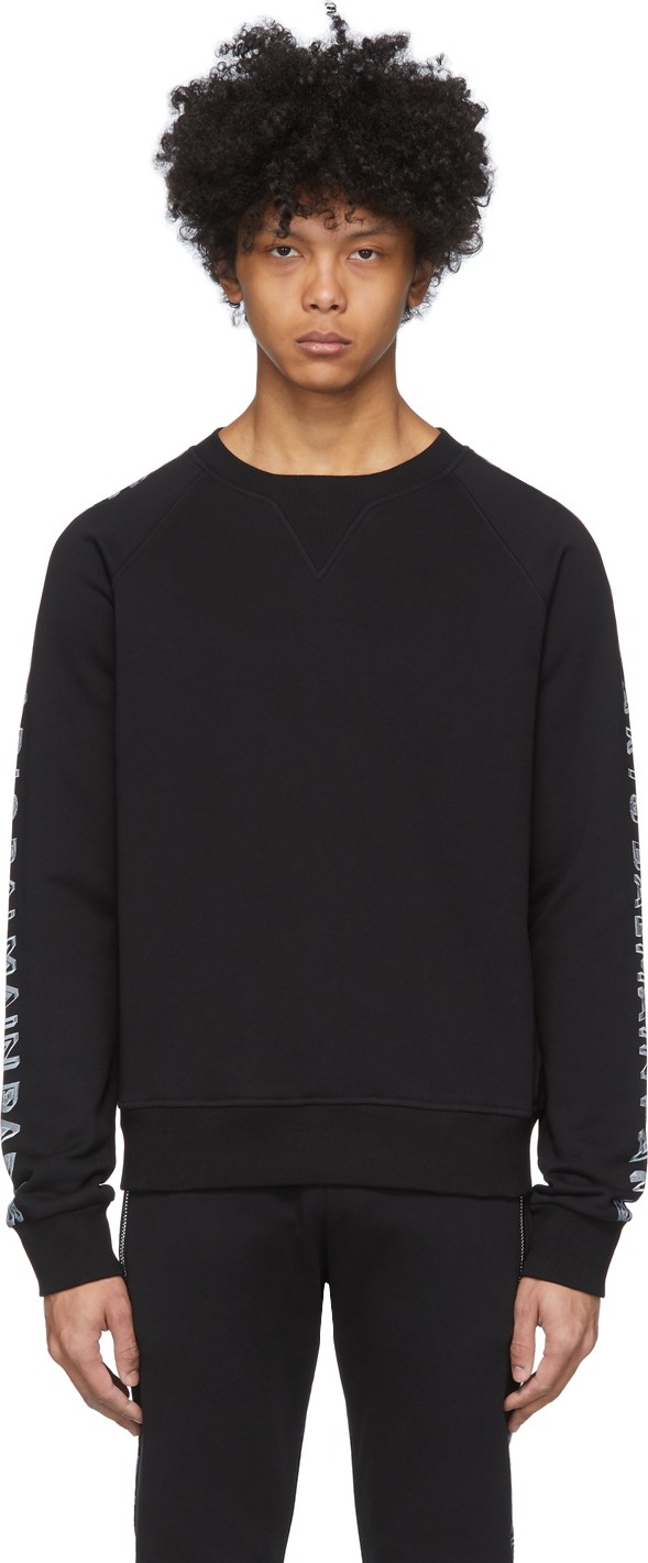 Balmain Black Logo Sleeve Sweatshirt