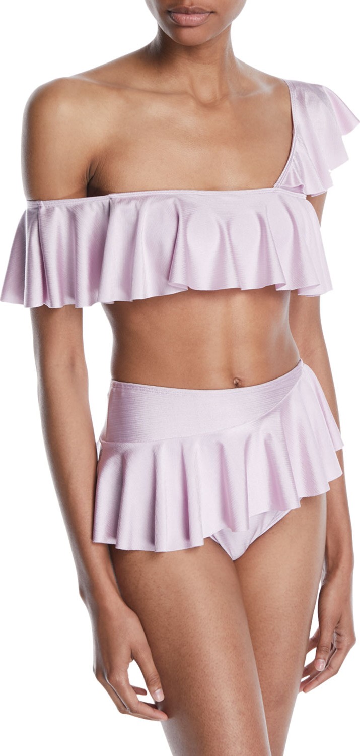 TULAROSA Nala One-Shoulder Ruffle Bikini Top