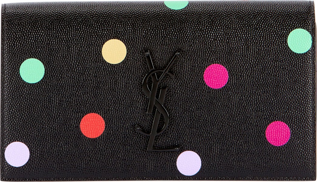 Saint Laurent YSL Monogram Polka-Dot Leather Wallet