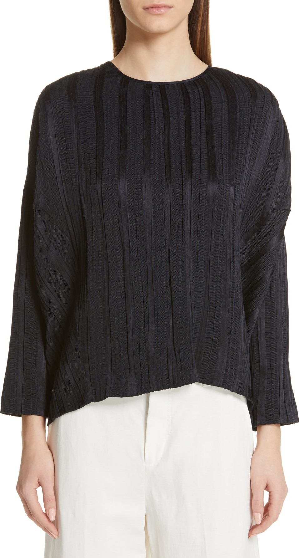 Zero + Maria Cornejo Koy Plissé Linen & Silk Top