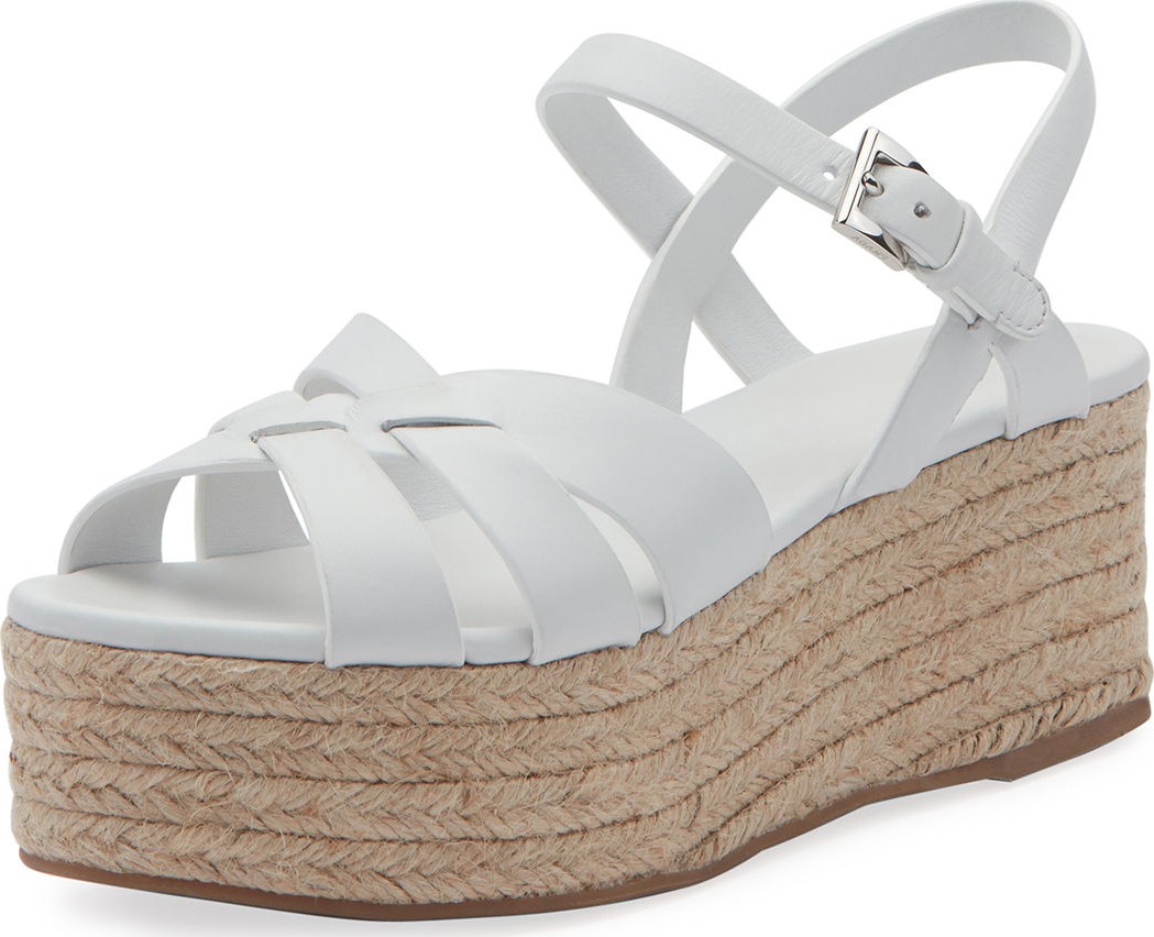 Prada Leather Platform Espadrille Sandals