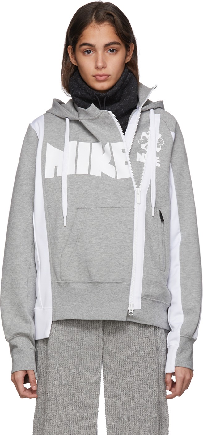 Nike Grey & White Sacai Edition NI-60 Hoodie