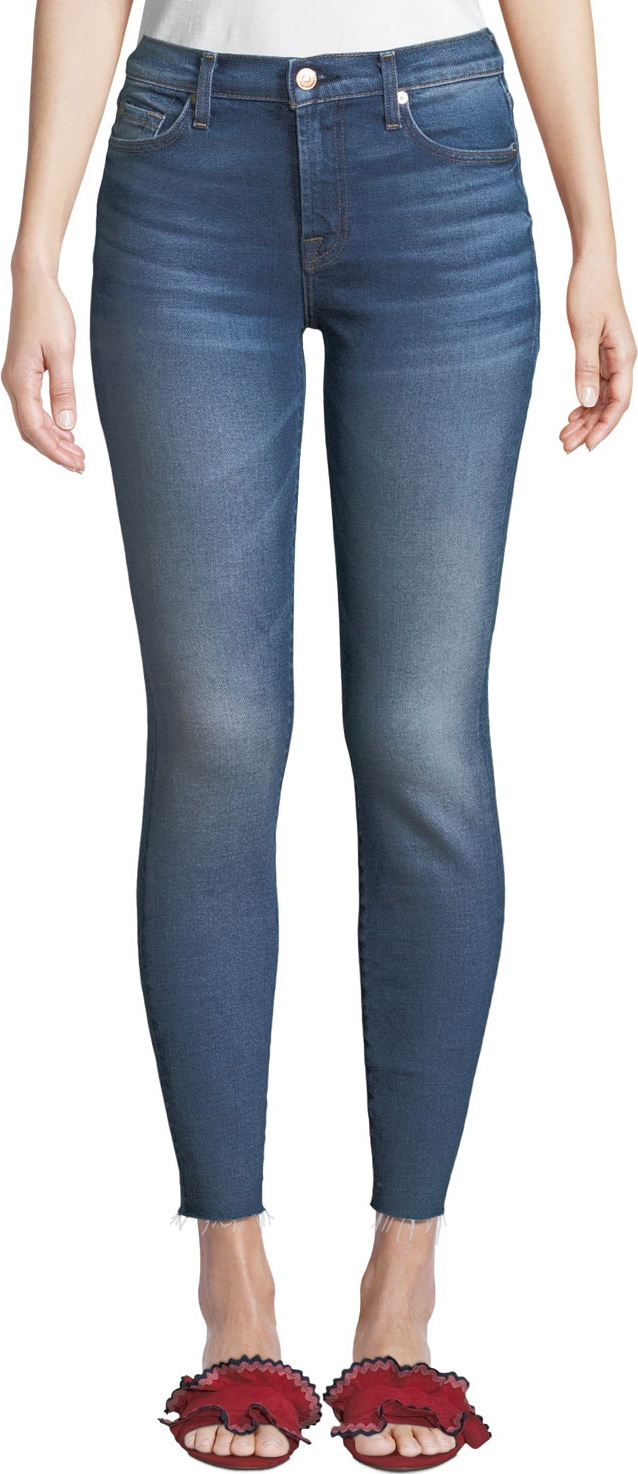 7 For All Mankind High-Rise Ankle Skinny with Raw Hem