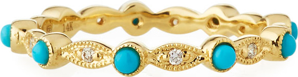 Sydney Evan 14k Turquoise & Diamond Eternity Band Ring