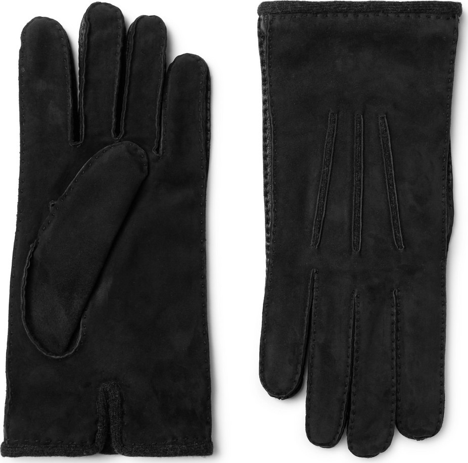 Loro Piana Damon Baby Cashmere-Lined Suede Gloves