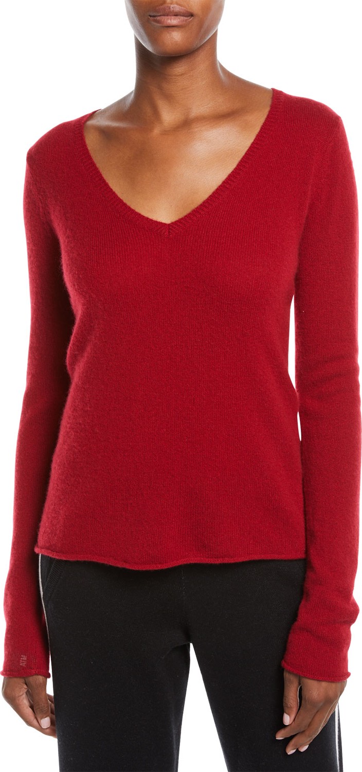 ATM Anthony Thomas Melillo Cashmere V-Neck Long-Sleeve Sweater