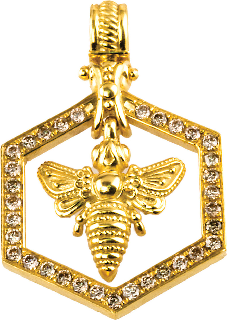 Konstantino 18k Yellow Gold Bee Pendant w/ Diamonds