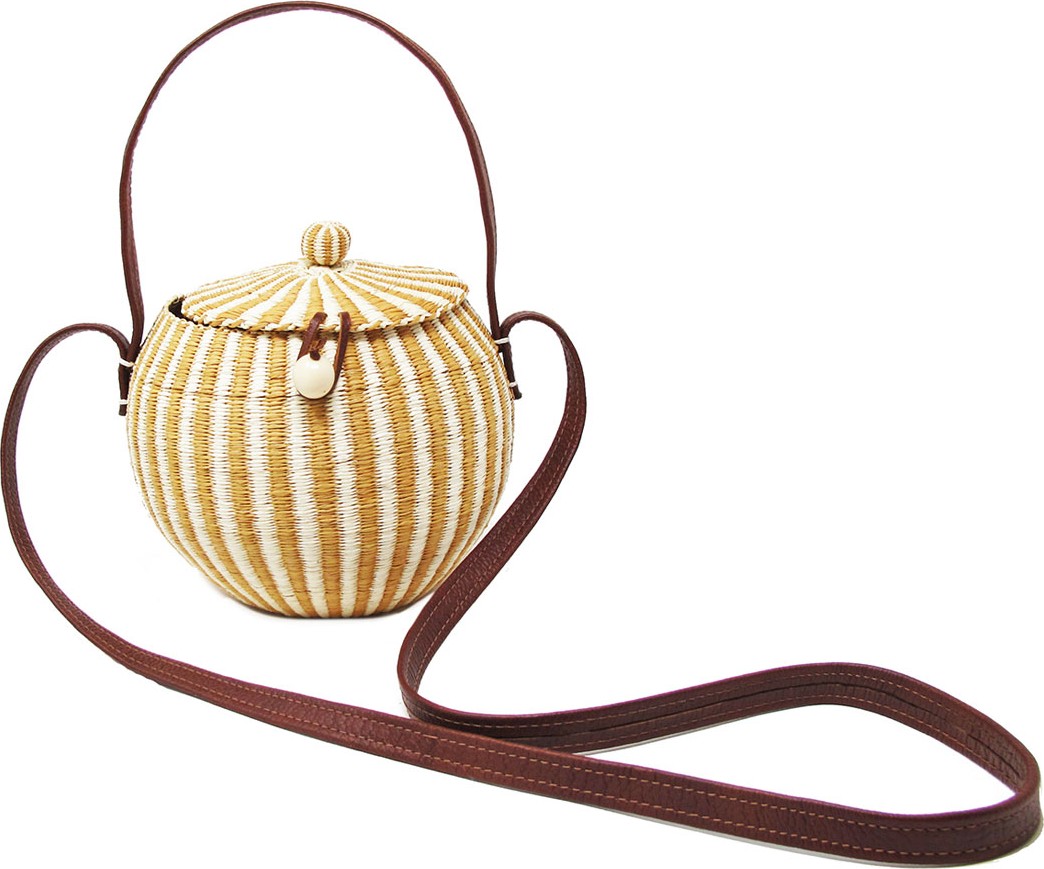 Sensi Studio Striped Straw Coco Crossbody Bag