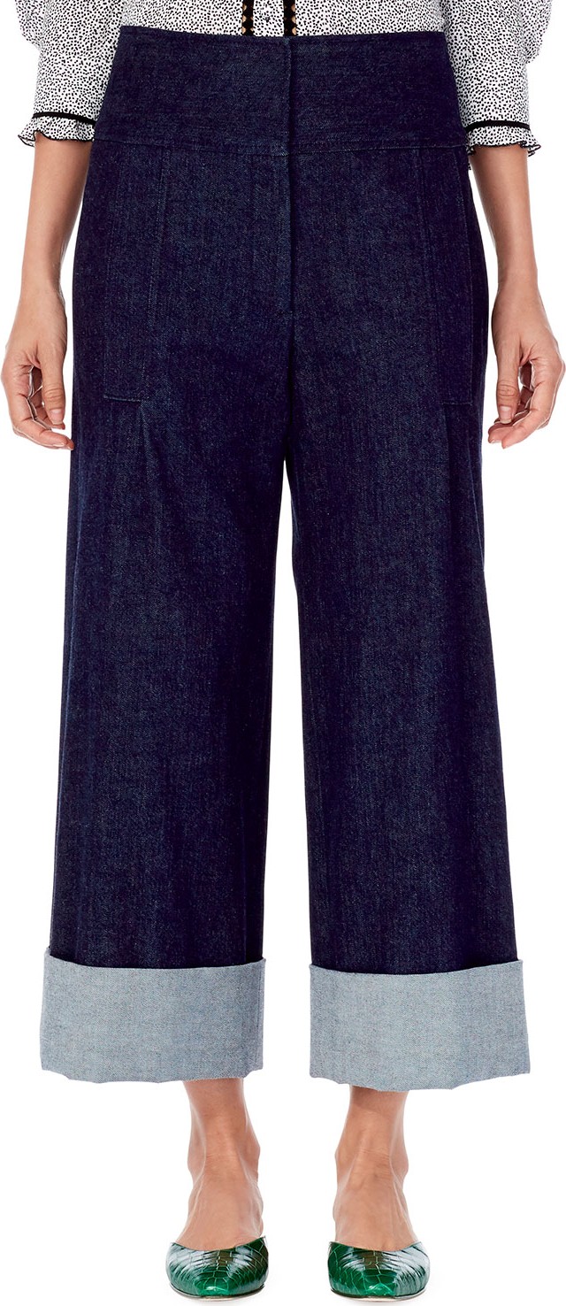 Carolina Herrera Wide-Leg Cropped Denim Pants
