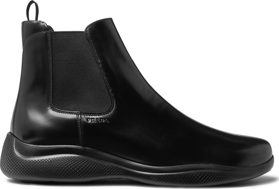 Prada Spazzolato Leather Chelsea Boots