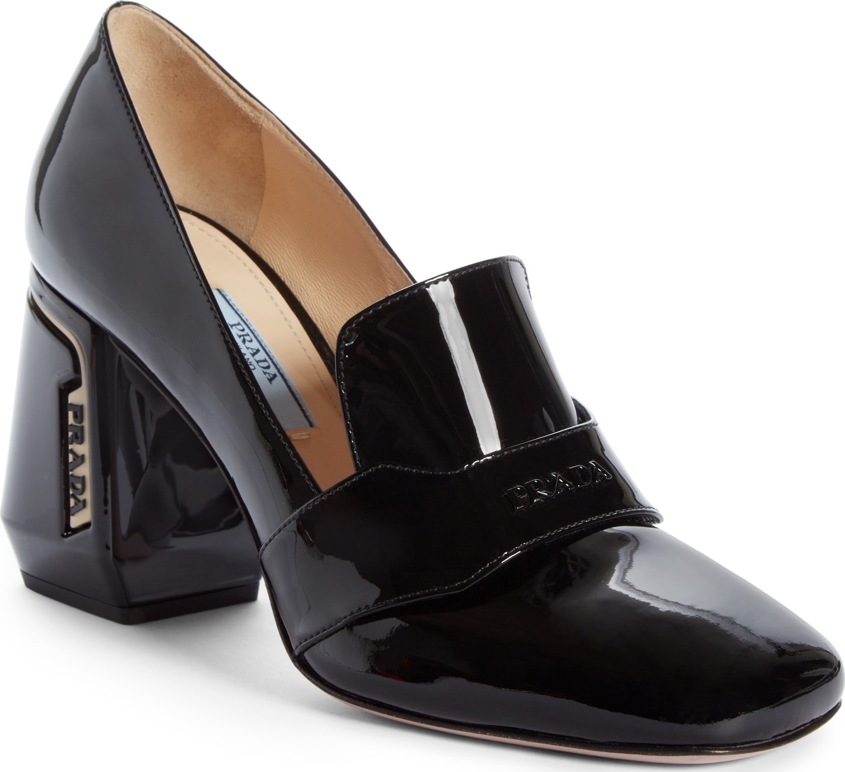 Prada Block Heel Loafer Pump