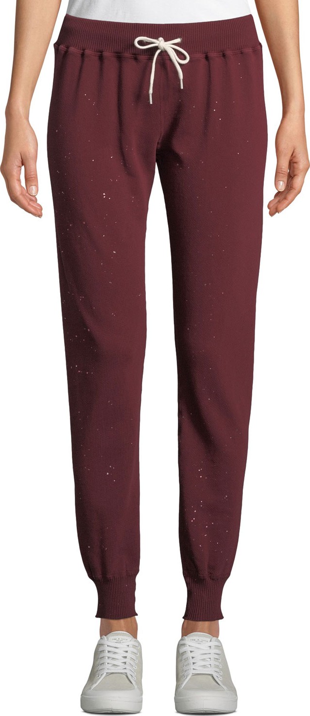 MONROW Cuffed Drawstring Sweatpants with Foil-Print Splatter