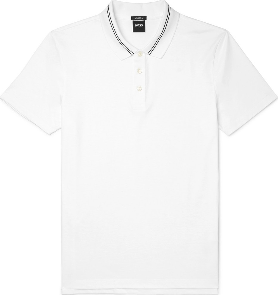 HUGO BOSS Contrast-Tipped Cotton-Jersey Polo Shirt