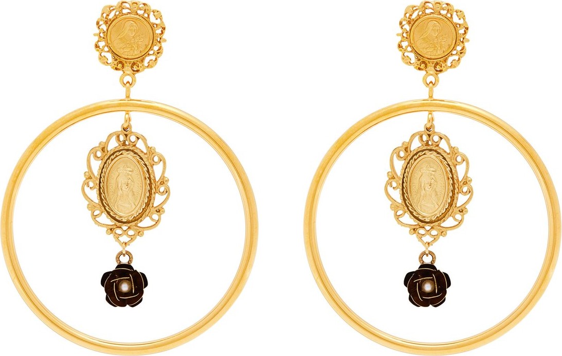 Dolce & Gabbana Cameo hoop-pendant earrings