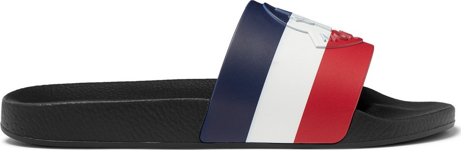 Moncler Logo-Embossed Striped Rubber Slides