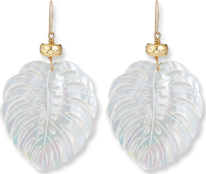 NEST Jewelry Hand-Carved Mother-of-Pearl Palm Leaf Earrings