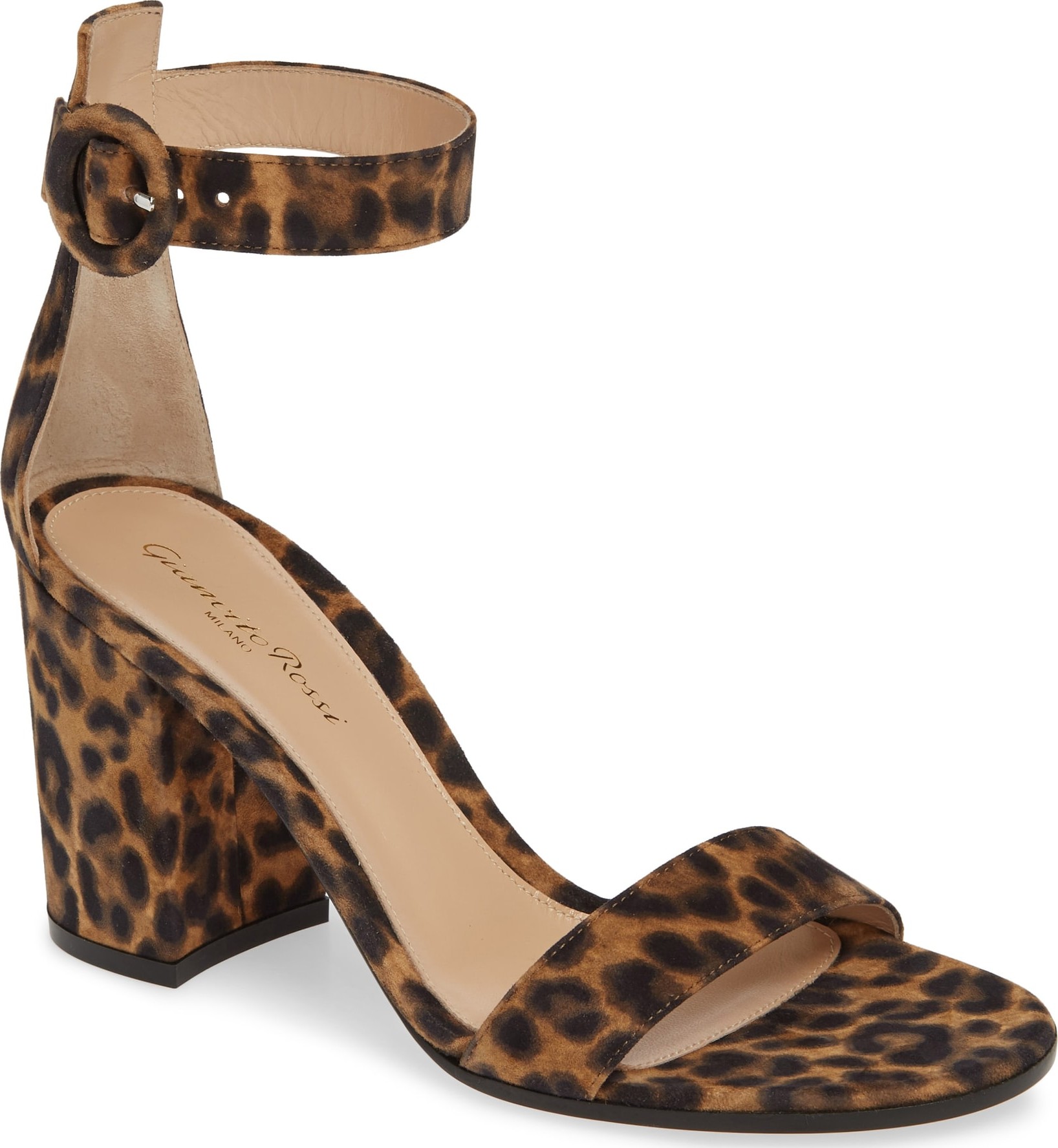 Gianvito Rossi Leopard Print Ankle Strap Sandal